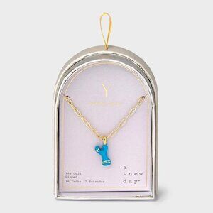 a New Day 14K Gold Dipped Enamel Initial Y Pendant Necklace